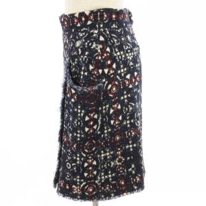 CHANEL 07A ココマーク 総柄 ツイード フラップ スカート フランス製 ネイビー 38