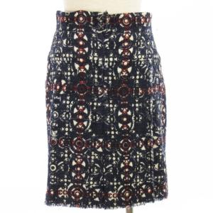 CHANEL 07A ココマーク 総柄 ツイード フラップ スカート フランス製 ネイビー 38