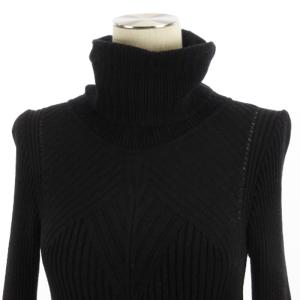 CHANEL 08A ココマーク タートルネック ニット ワンピース プリーツ ブラック 38