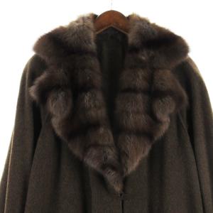 FENDI カシミヤ 100％ ロング コート ロシアンセーブルファー ブラウン 40