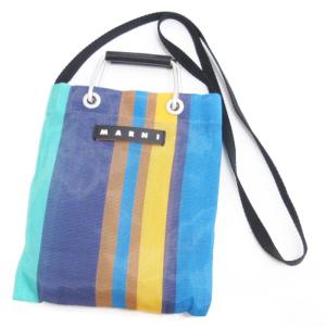 マーケット フラワーカフェ ショルダーバッグ トート メッシュ ストライプ ブルー系 AA