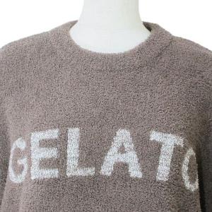 gelato pique 21AW ベビモコロゴジャガードプルオーバー フリース ニット 長袖 ルームウェア 部屋着 ロゴ 茶 ブラウン フリーサイズ