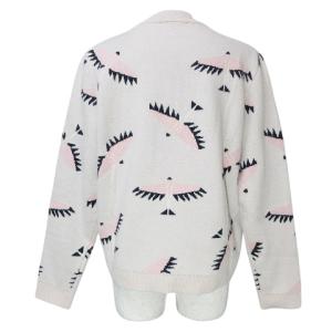 Maison Kitsuné ニット セーター 厚手 カシミヤ混 ウール 総柄 鳥 長袖 M ピンク X