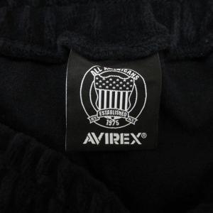 AVIREX ベロア パンツ カーシヴ ロゴ ネイビー L 250128E
