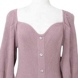 SNIDEL 22AW 美品 フロントボタンニットワンピ リブ ワンピース ロング 7分袖 ピンク フリーサイズ GY11 X