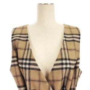 M'S GRACY カシクールワンピース ロング ノースリーブ チェック 411604 ベージュ系 42