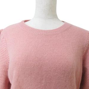 M'S GRACY ヘアリーニット セーター パフスリーブ ラムウール アンゴラ混 8分袖 厚手 フェイクパール 40 L相当 ピンク系 X