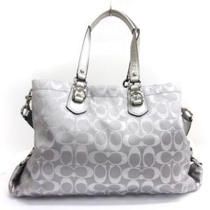 COACH シグネチャー ショルダーバッグ ハンドバッグ F15807 シルバーカラー
