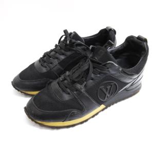 LOUIS VUITTON ランアウェイ ライン スニーカー レザー ブラック 38.5 AA