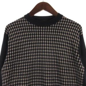 EMPORIO ARMANI タグ付き 千鳥格子 ニット セーター ウール混 ネイビー M