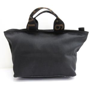 FENDI ロゴ ナイロン ハンドバッグ ミニ トートバッグ イタリア製 ブラック AA