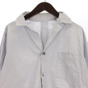 Yohji Yamamoto +NOIR スキッパー シャツ 長袖 ストライプ コットン ブルー系 1 AA