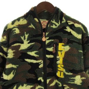 ボアジャケット フリーズ カモフラ 総柄 ジップアップ カーキ系 42 AA
