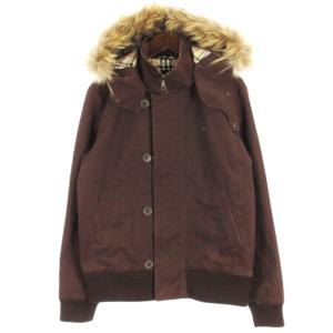 ジャケット フーディ ファー 裏ノバチェック ブラウン L GY03