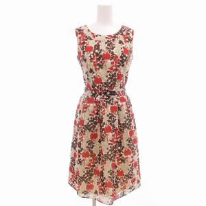 ワンピース ひざ丈 総柄 36 赤 レッド