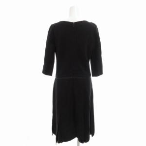 Max Mara ワンピース スリット ウール シルク ひざ丈 イタリア製 42 黒 ブラック GY03