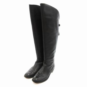ロング ブーツ ジョッキー 本革 レザー A7104 黒 ブラック 7 GY03