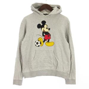 × ディズニー Disney ミッキー スウェットパーカー プルオーバー 裏毛 グレー M