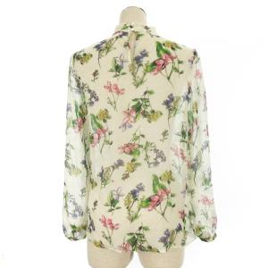 TOMORROWLAND シアー ブラウス 花柄 長袖 シルク 36 ホワイト系 250313E