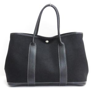 HERMES ガーデンパーティーPM トートバッグ トワルオフィシエ キャンバス G刻印 ブラック