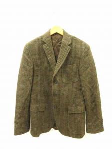 ジャケット テーラード チェック ウール 総裏 ブラウン 茶 38