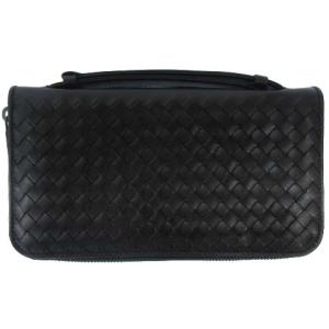 169730 トラベルケース ラウンドファスナー カーフ レザー 長財布 ブラック 黒