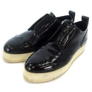 15AW ラウンドトゥ メダリオンガム スニーカー スリッポン シューズ 厚底 ブラック 黒 37 23.5