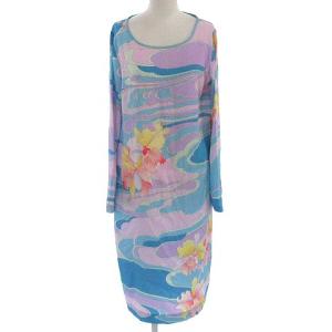 ワンピース シルク シアサッカー 花柄 40 マルチカラー