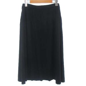 LEONARD アンゴラウールシルク混 フレアスカート ブラック
