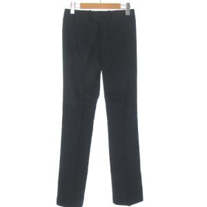 HUGO BOSS Tulia1 スラックス パンツ ストライプ ウール リネン センタープレス ストレッチ ネイビー 36