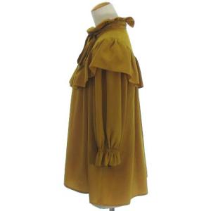 YVES SAINT LAURENT ブラウス プルオーバー フリル ギャザー 長袖 リボン付き イエロー 黄色 M トップス