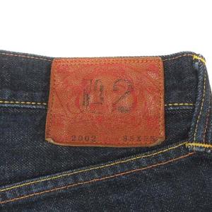 EVISU NO.2 2002 道楽 ロゴ デニム ジーンズ パンツ ストレート セルビッチ 黄耳 インディゴブルー 青 35x35