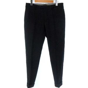 SUPER 100's サージ ノープリーツ パンツ スラックス テーパード ウール チャコールグレー 48