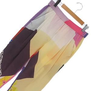 3.1 phillip lim 総柄 パンツ テーパード イージー シルク 絹100% ピンク イエロー 黄 2 M 