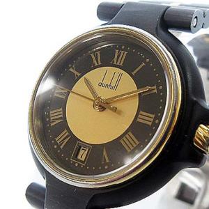 dunhill ミレニアム クォーツ 腕時計 ラウンド デイト ローマ数字 コンビカラー ブラック ゴールド