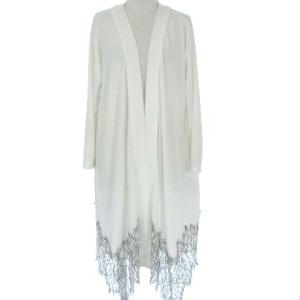 17SS ロング カーディガン レーヨン レース 七分袖 ホワイト 36