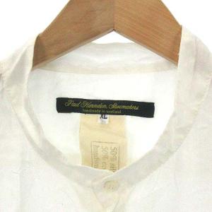 Paul Harnden Shoemakers シャツ ノーカラー バンドカラー シルク コットン 長袖 ホワイト 白 XL
