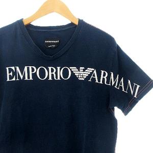 EMPORIO ARMANI Jude Sexy Fit Tシャツ カットソー Vネック ロゴ プリント 半袖 ネイビー 紺 M