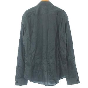 GIORGIO ARMANI プルオーバー シャツ スタンドカラー ピンタック 比翼ボタン 長袖 グレー 48 16 1