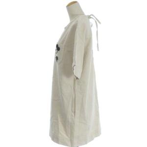 MARC JACOBS Disney ディズニー ミッキー ワッペン ワンピース 半袖 ミニ丈 刺繍 コットン アイボリー ベージュ系 XS