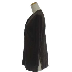 YVES SAINT LAURENT ニット カーディガン ラメ 金ボタン M ブラウン