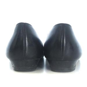 Salvatore Ferragamo パンプス アーモンドトゥ ローヒール レザー リボン ブラック 黒 6.5B 24.0 靴 シューズ 