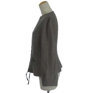 GIORGIO ARMANI ウールシルク混ノーカラージャケット ベージュ