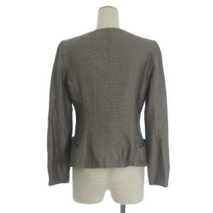 GIORGIO ARMANI ウールシルク混ノーカラージャケット ベージュ