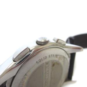 EMPORIO ARMANI AR-1786 腕時計 クォーツ クロノグラフ SS レザーバンド ベージュ文字盤 シルバーカラー ブラウン 茶 銀色