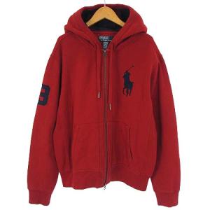 パーカー スウェット Wジップアップ ビッグポニー ナンバリング レッド L