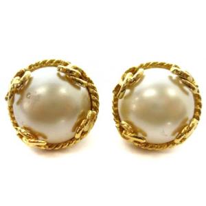 ヴィンテージ 95A イヤリング ココマーク フェイクパール ゴールド