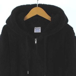 Champion フーデッド パーカー ボア ジップアップ ロゴ刺繍  M ブラック