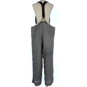 Paul Harnden Shoemakers パンツ リネン サスペンダー付き ストライプ M グレー