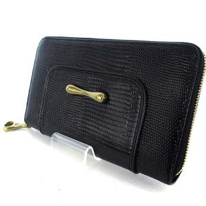 TOFF&LOADSTONE デリスリザード ロング 長財布 ラウンドファスナー 型押し レザー 真鍮金具 ブラック